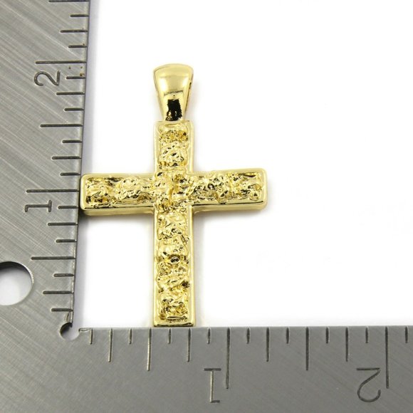 Mint 14k Gold Nugget Cross Charm New